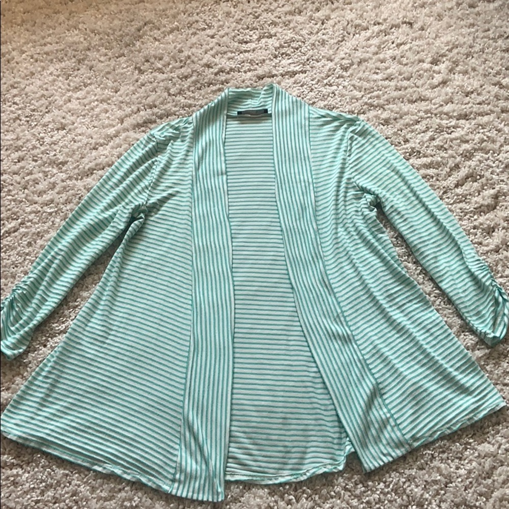 Green and White Cardigan
